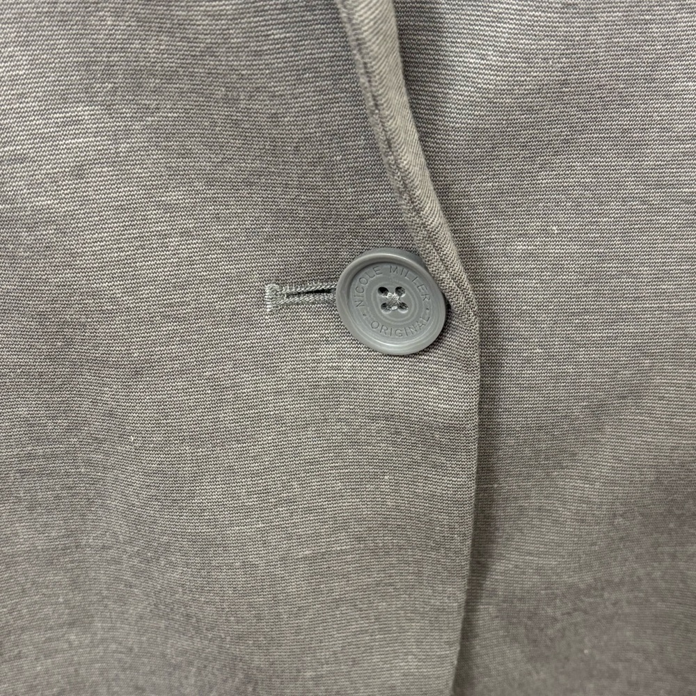 NICOLE MILLER Grey Blazer 3/4 Sleeves Lined Neutral Blazer Size Large - Picture 4 of 11